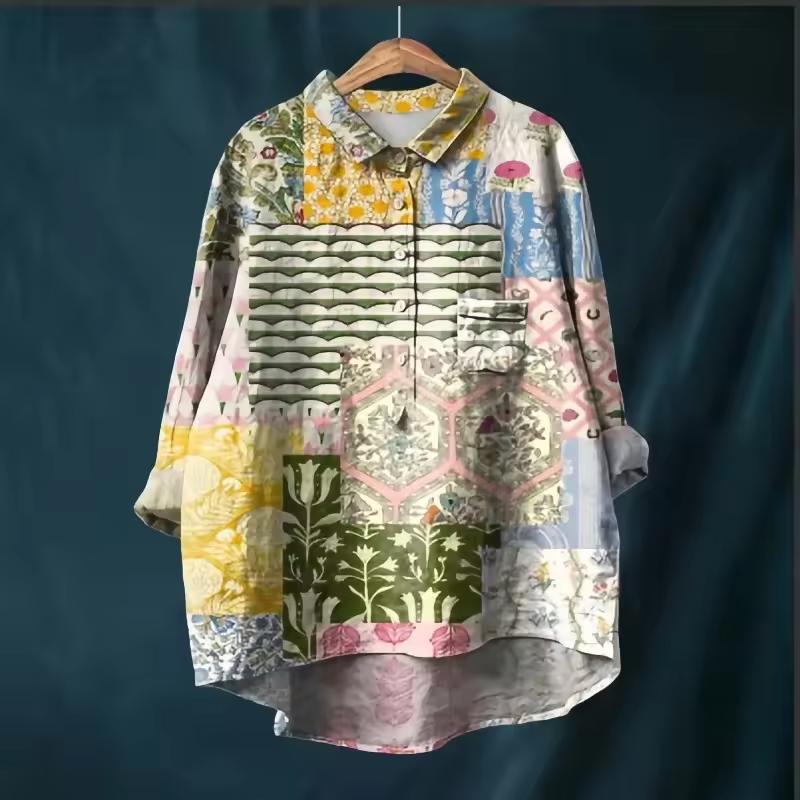 Sophie | Artistic Pattern Button-Up Shirt