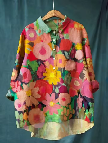 Samantha | Vibrant Floral Button-Up Top