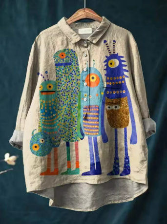 Patricia | Stylish Monster Print Shirt