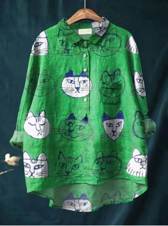 Zoey | Stylish Cat Print Shirt
