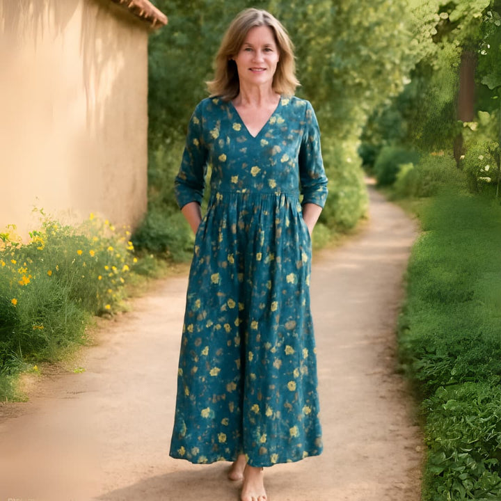 Zinnia - Teal Wildflower Tummy Coverage Dress