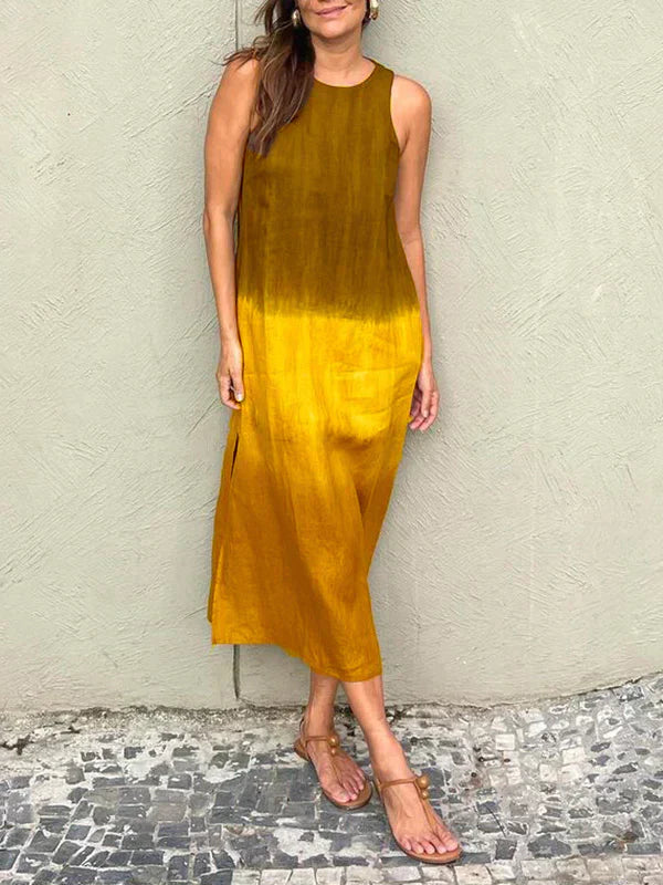 Aitana | Elegant Gradient Cotton-Linen Dress