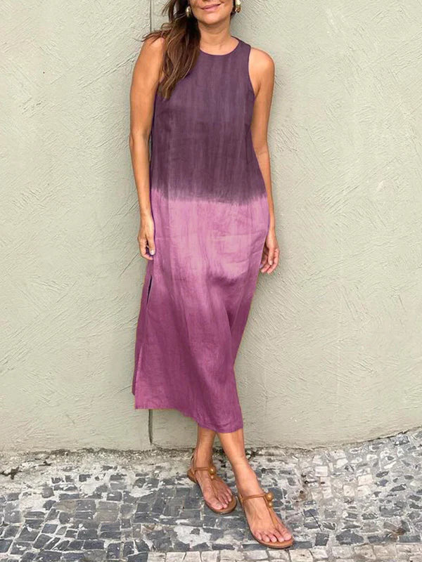 Aitana | Elegant Gradient Cotton-Linen Dress