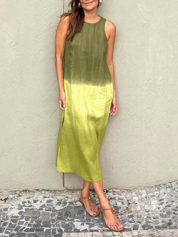 Aitana | Elegant Gradient Cotton-Linen Dress