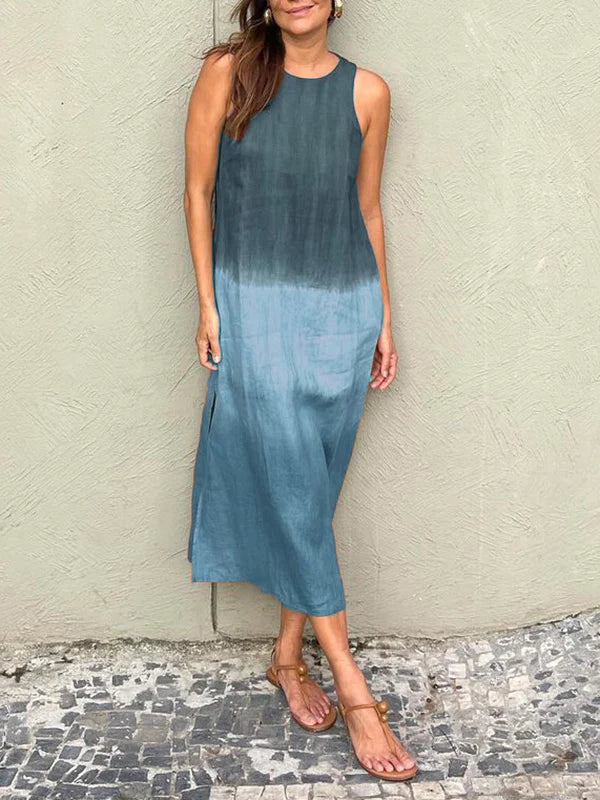 Aitana | Elegant Gradient Cotton-Linen Dress