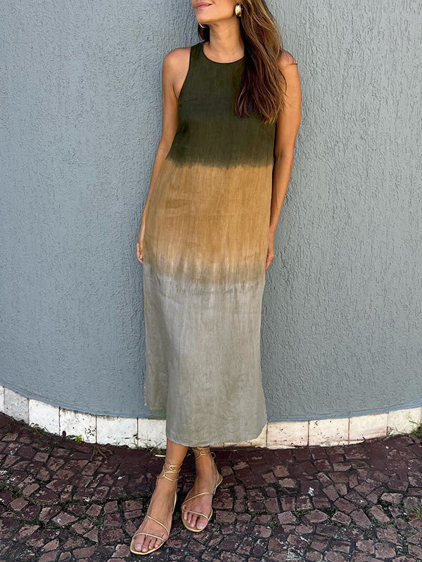 Aitana | Elegant Gradient Cotton-Linen Dress