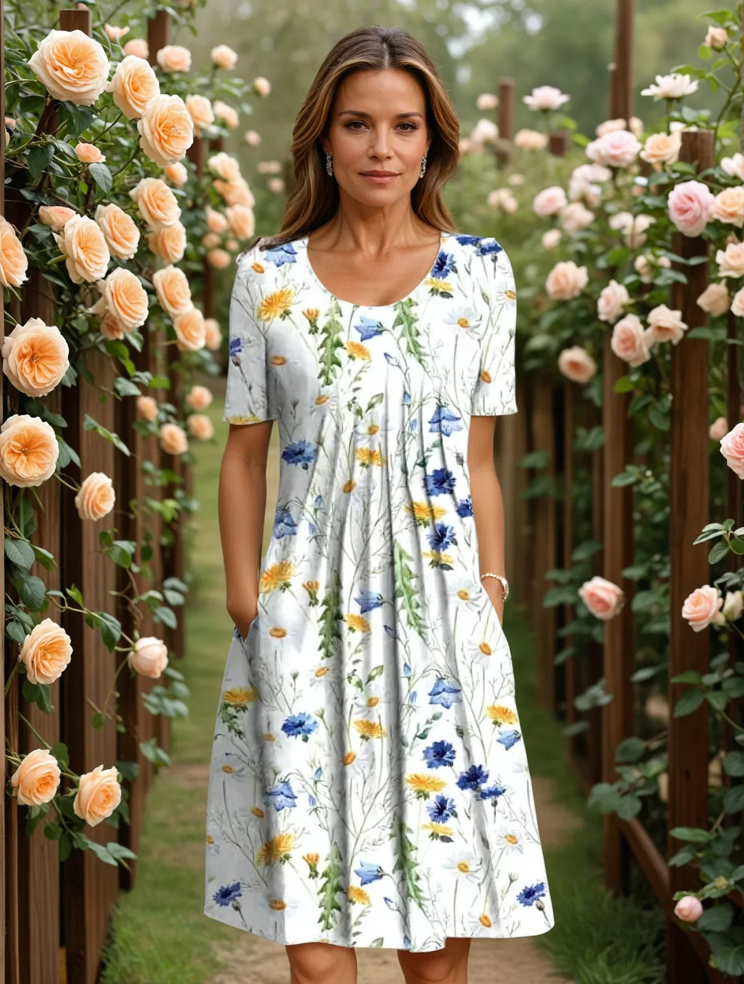 VICTORIA | ELEGANT FLORAL DRESS WITH TUMMY-FLATTERING LAYERS