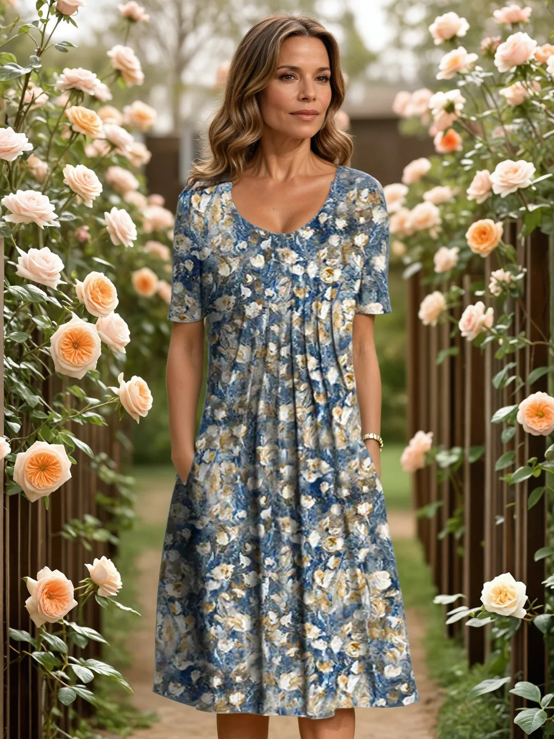 VICTORIA | ELEGANT FLORAL DRESS WITH TUMMY-FLATTERING LAYERS