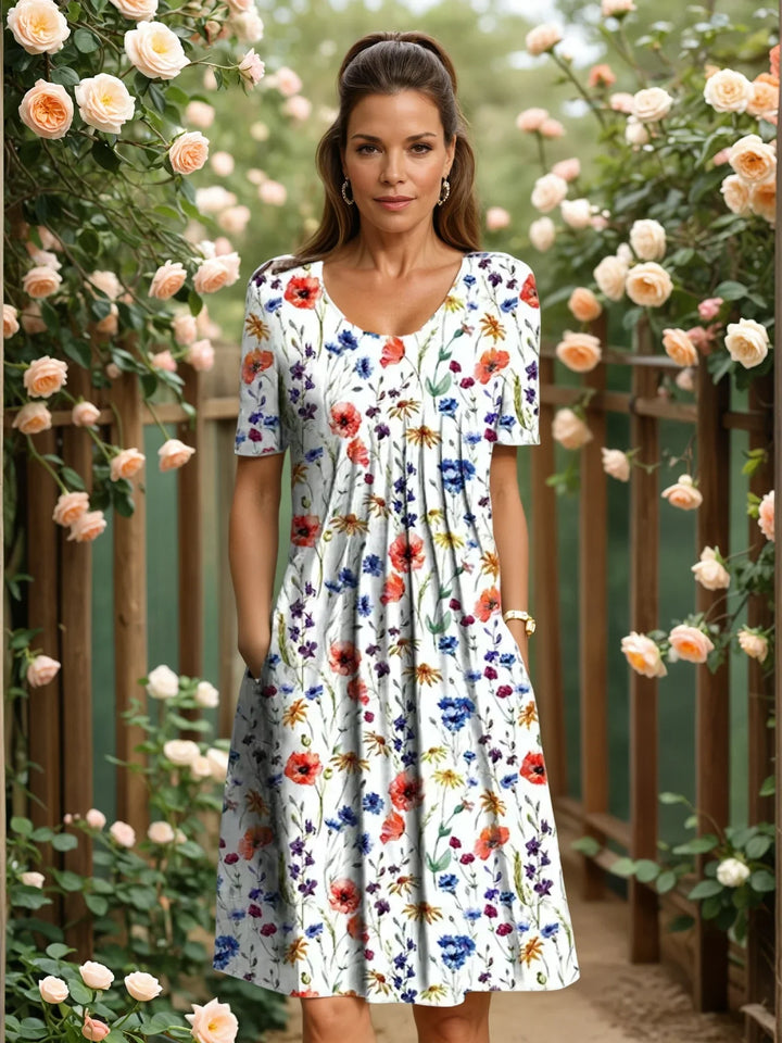 VICTORIA | ELEGANT FLORAL DRESS WITH TUMMY-FLATTERING LAYERS