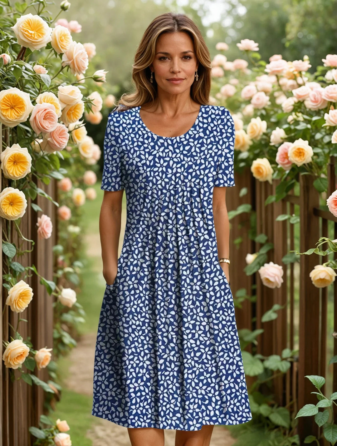 VICTORIA | ELEGANT FLORAL DRESS WITH TUMMY-FLATTERING LAYERS