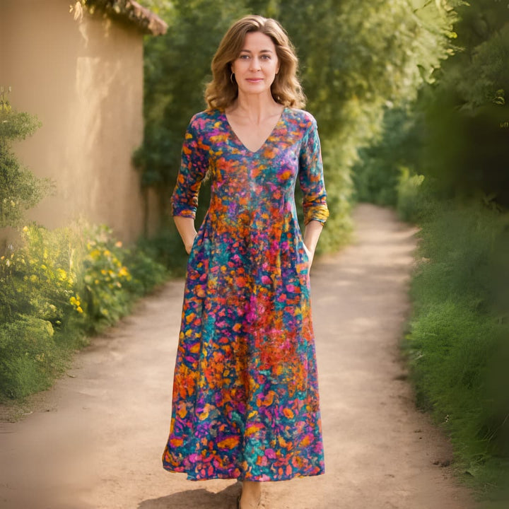 Juliet - Rainbow Mosaic Tummy Coverage Dress