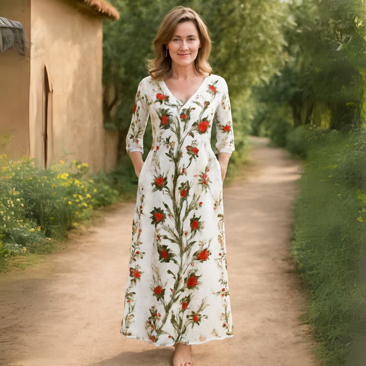 Evangeline - Ornate Bloom Tummy Coverage Dress