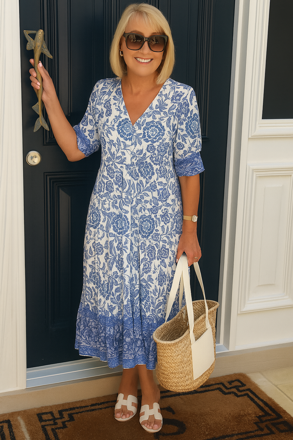 Lilara - Boho Deep V Neck Floral Dress