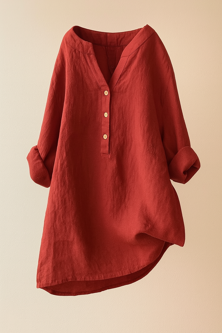 Solara Button-Front Linen Shirt