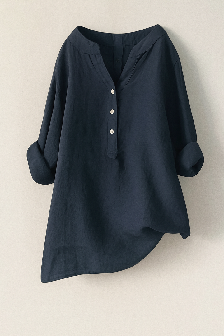 Solara Button-Front Linen Shirt