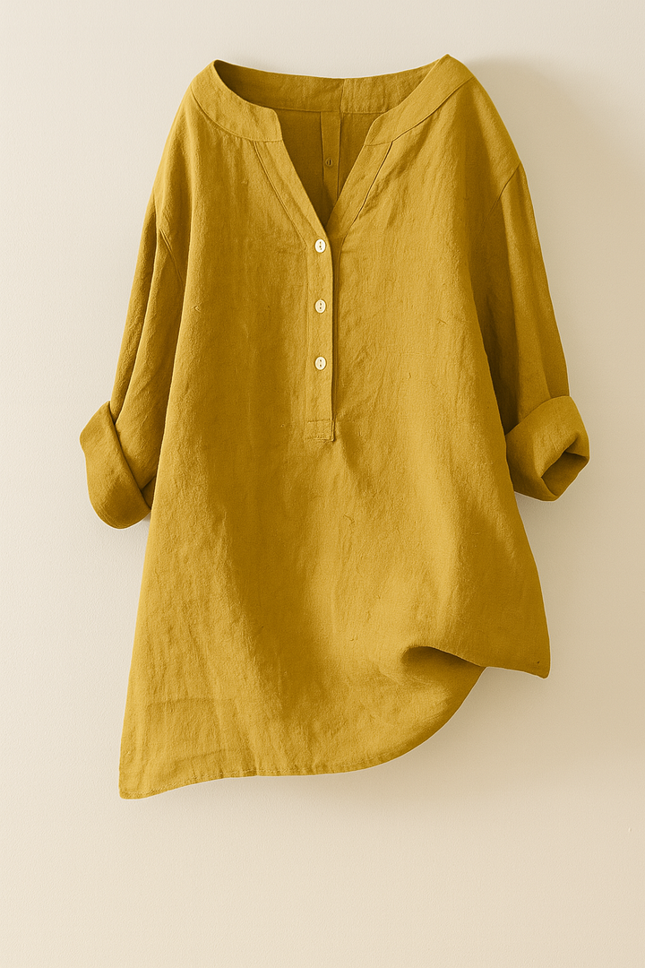 Solara Button-Front Linen Shirt