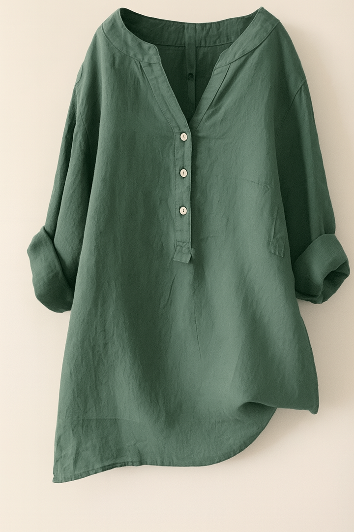 Solara Button-Front Linen Shirt