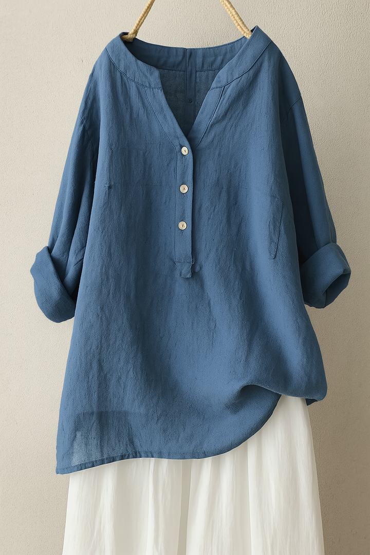 Solara Button-Front Linen Shirt