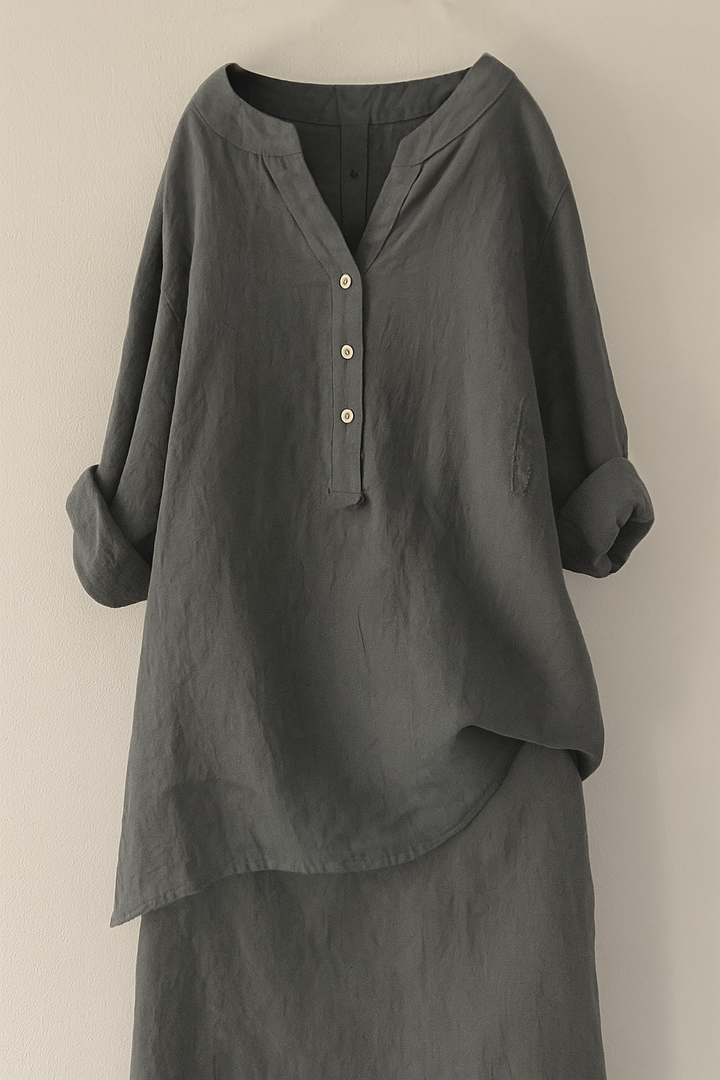 Solara Button-Front Linen Shirt