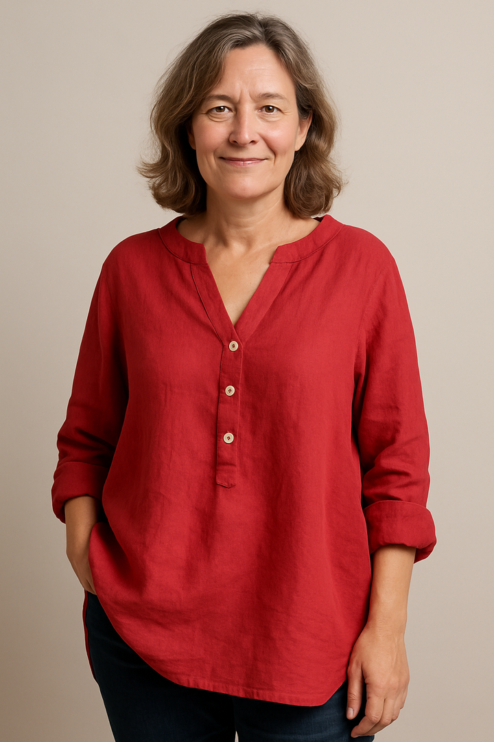 Solara Button-Front Linen Shirt