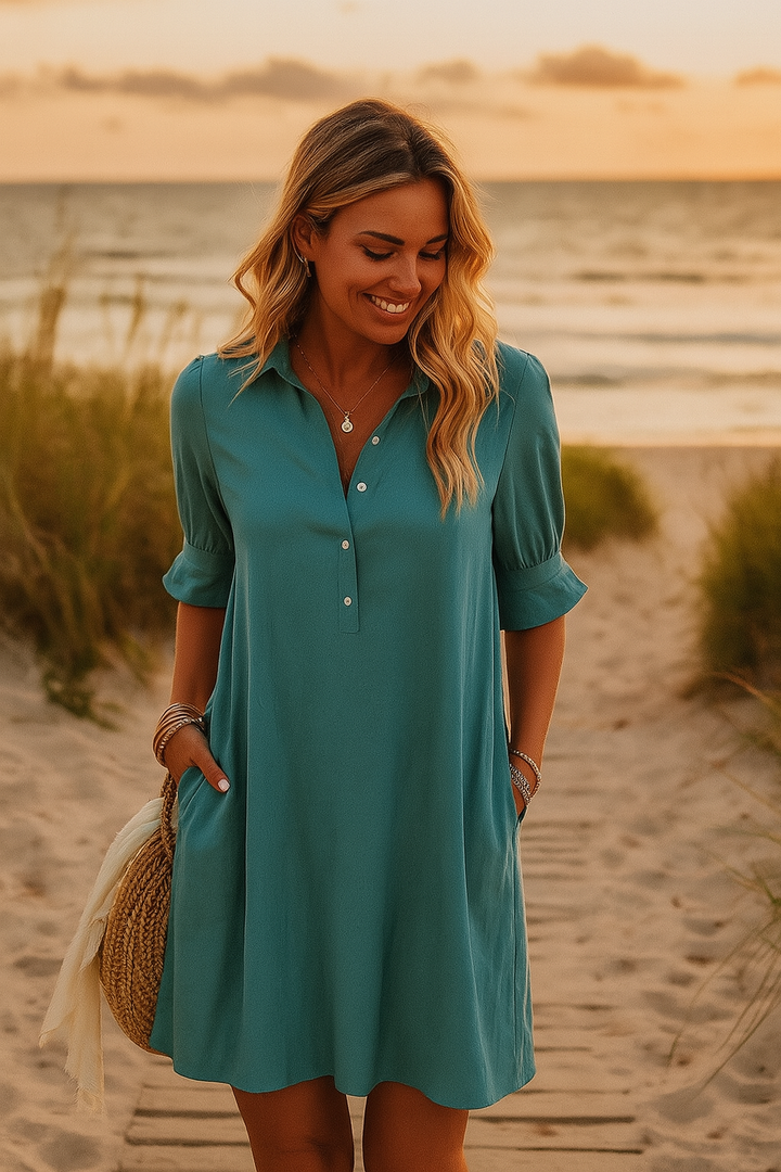 FRANCHESCA™ - Casual Button Down Shirt Dress