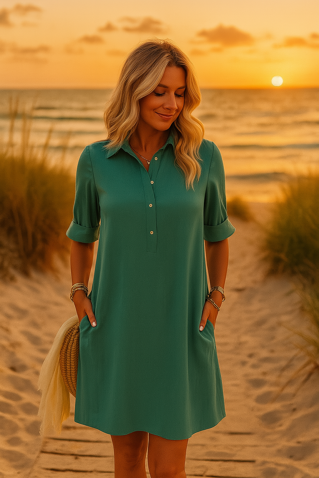 FRANCHESCA™ - Casual Button Down Shirt Dress