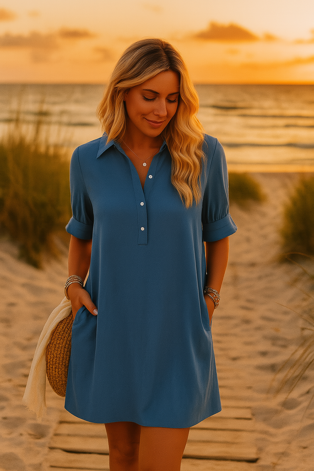 FRANCHESCA™ - Casual Button Down Shirt Dress