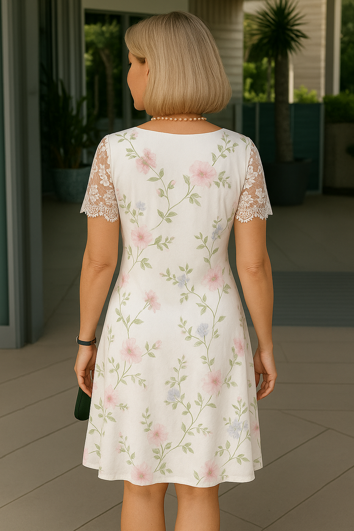 Carol - Comfortable Midi Dress with Lace Details
