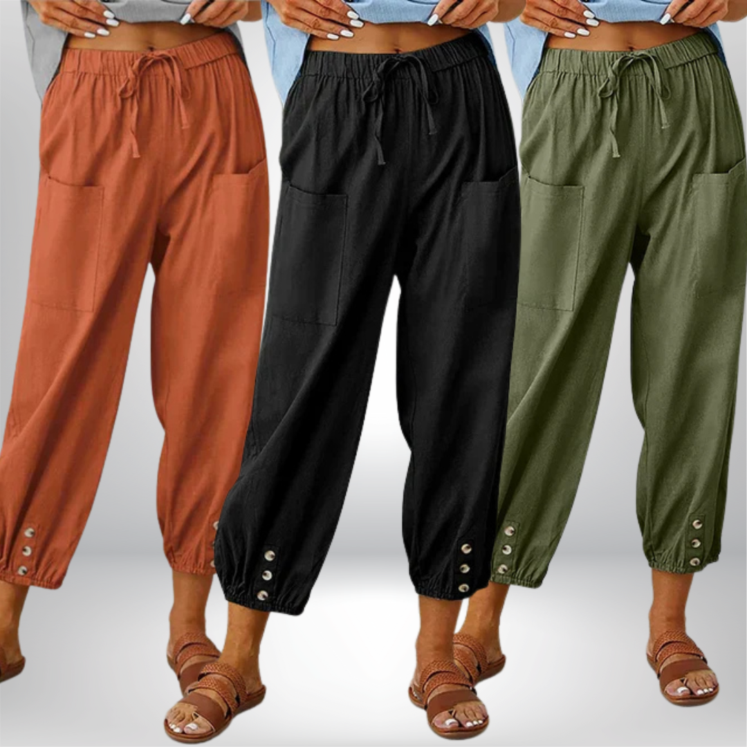 Zuri - High Waist Loose Cotton Linen Pants