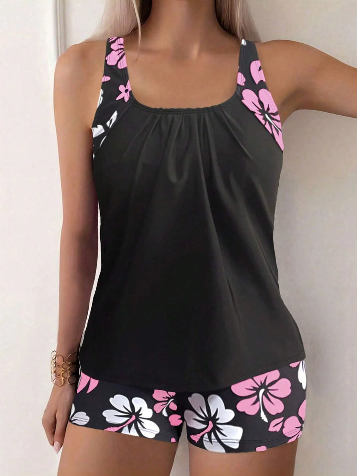 DAISY | U-Neck Sleeveless Printed Tankini