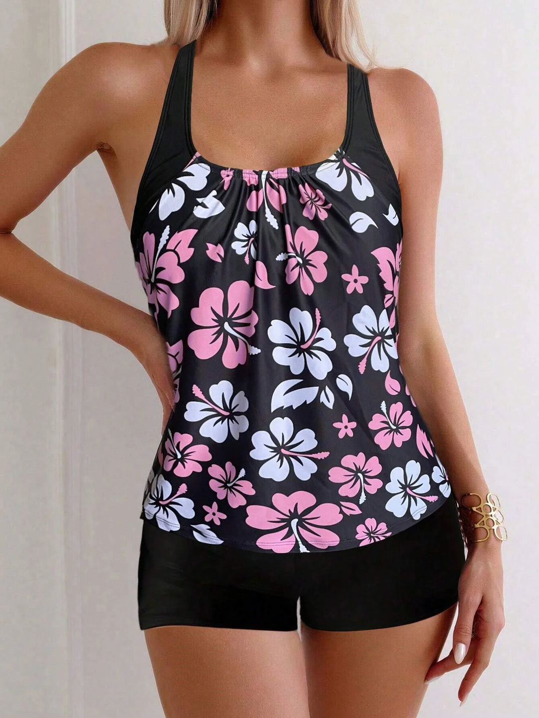 DAISY | U-Neck Sleeveless Printed Tankini