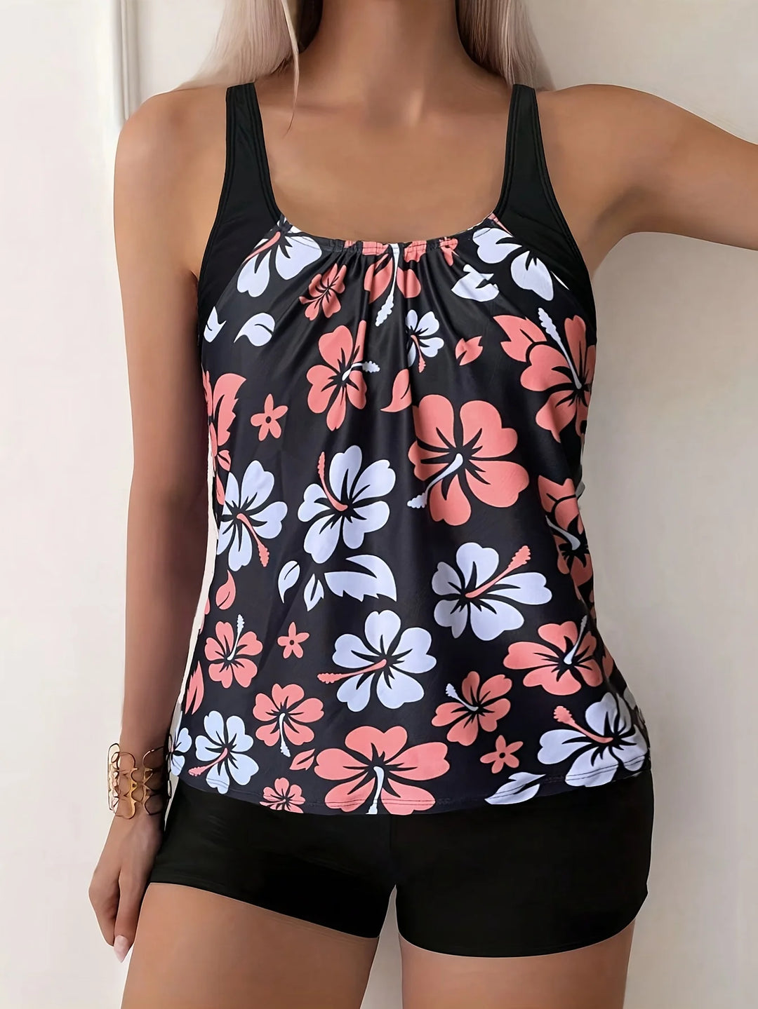 DAISY | U-Neck Sleeveless Printed Tankini