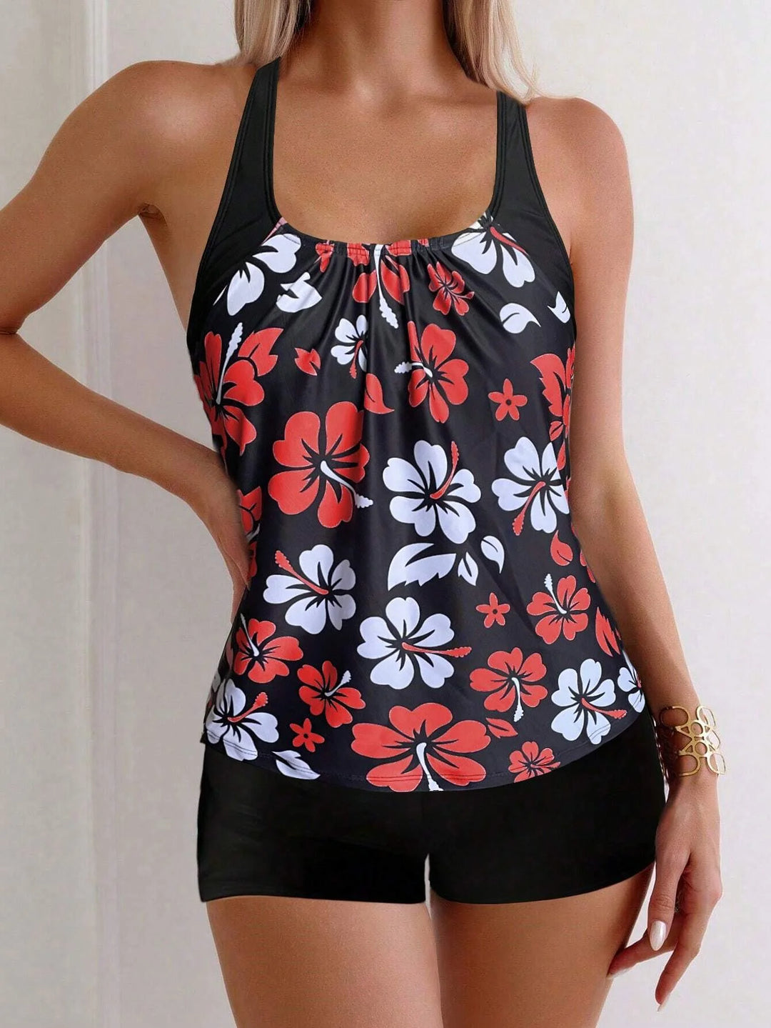 DAISY | U-Neck Sleeveless Printed Tankini