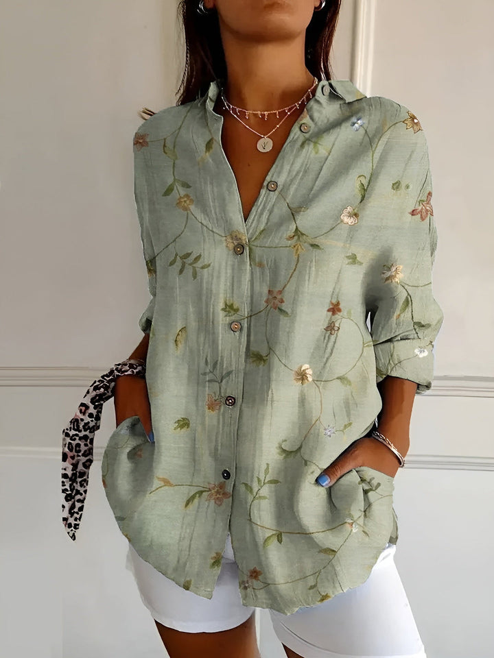 WILLOW | FLOWING BUTTON-UP BLOUSE WITH ELEGANT TUMMY COVERAGE