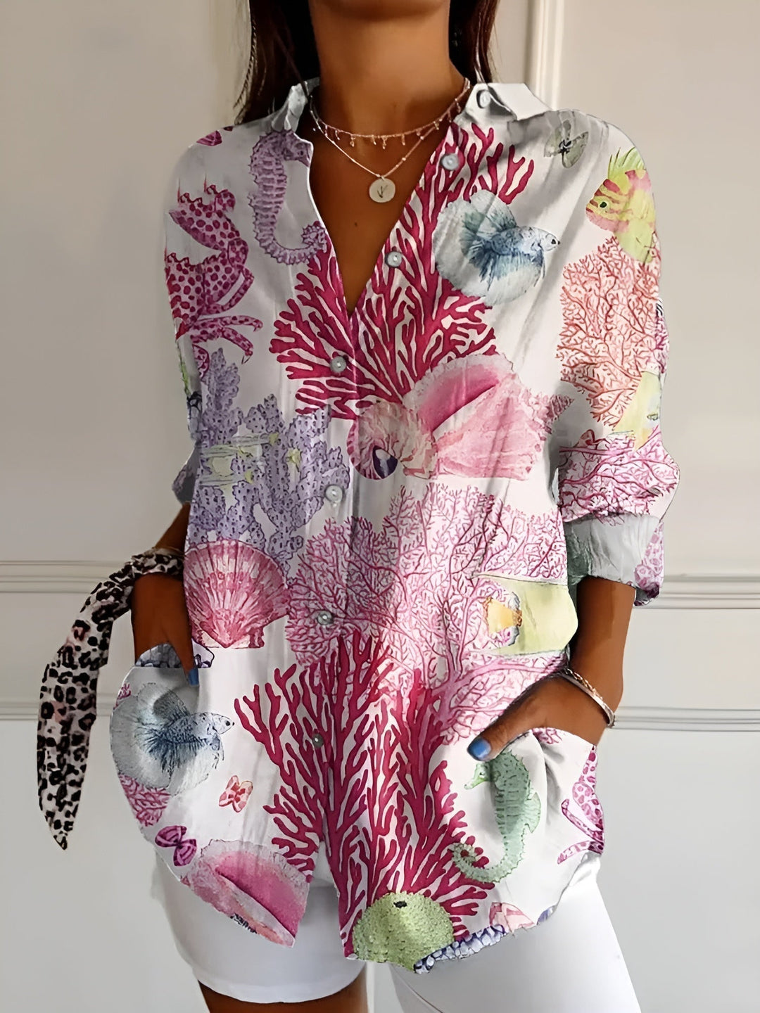 WILLOW | FLOWING BUTTON-UP BLOUSE WITH ELEGANT TUMMY COVERAGE