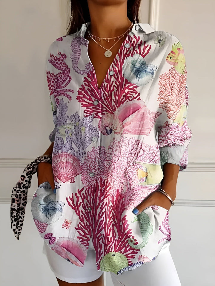 WILLOW | FLOWING BUTTON-UP BLOUSE WITH ELEGANT TUMMY COVERAGE