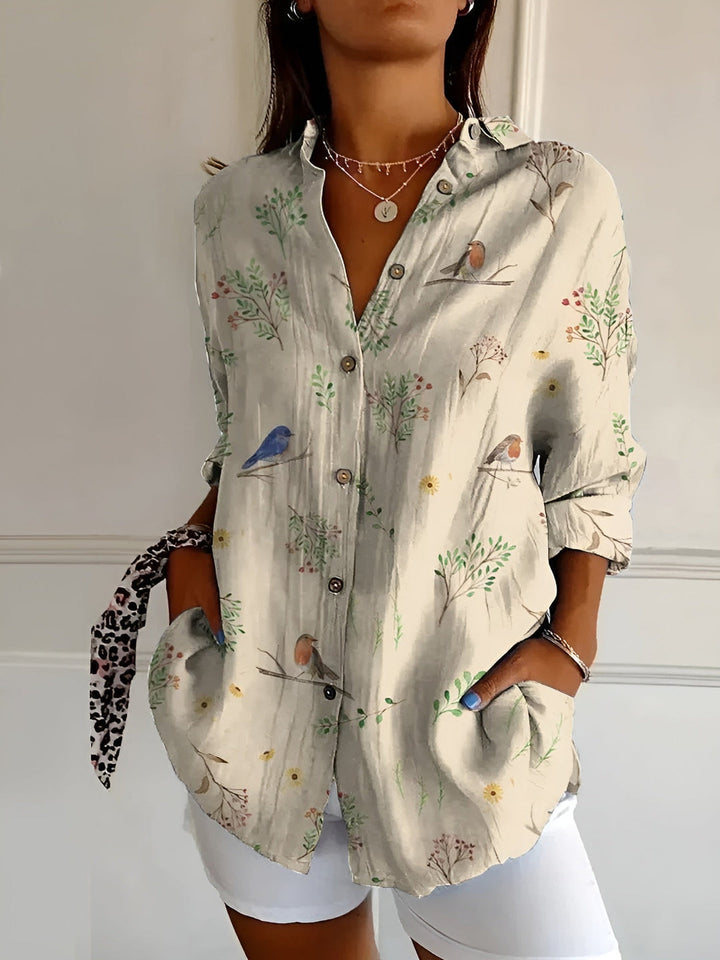 WILLOW | FLOWING BUTTON-UP BLOUSE WITH ELEGANT TUMMY COVERAGE