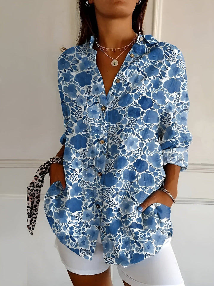 WILLOW | FLOWING BUTTON-UP BLOUSE WITH ELEGANT TUMMY COVERAGE