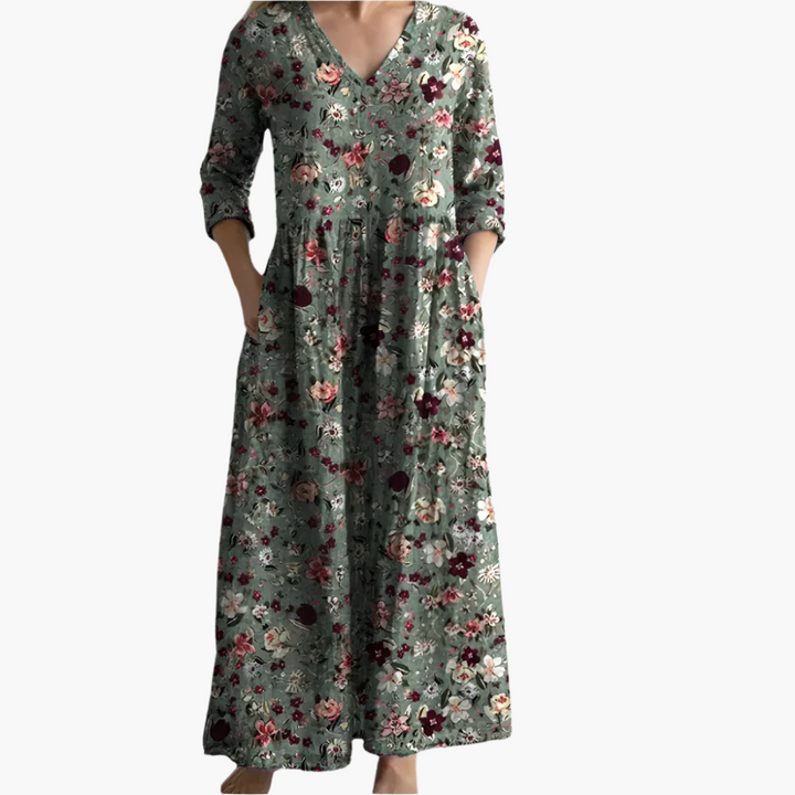 Georgina - Olive Bloom Tummy Coverage Dress