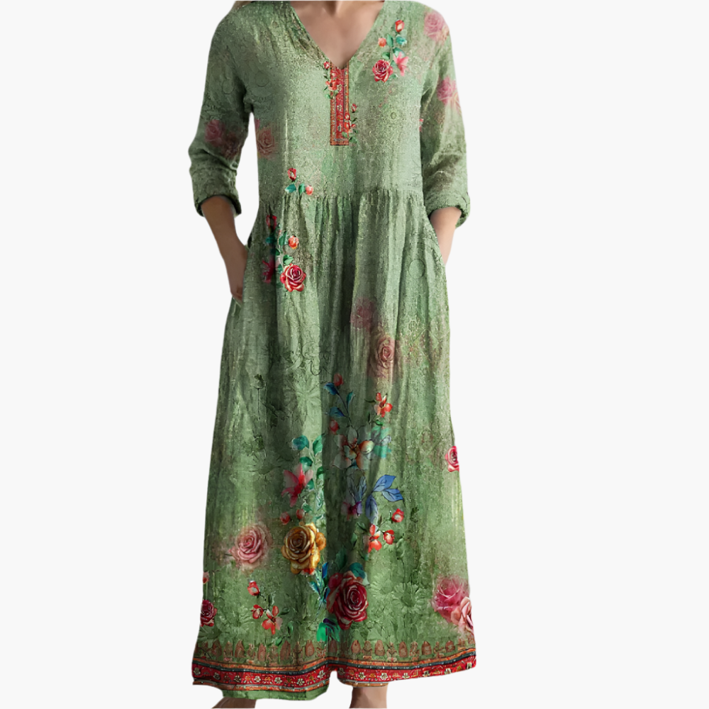 Dorothy - Meadow Rose Tummy Coverage Dress