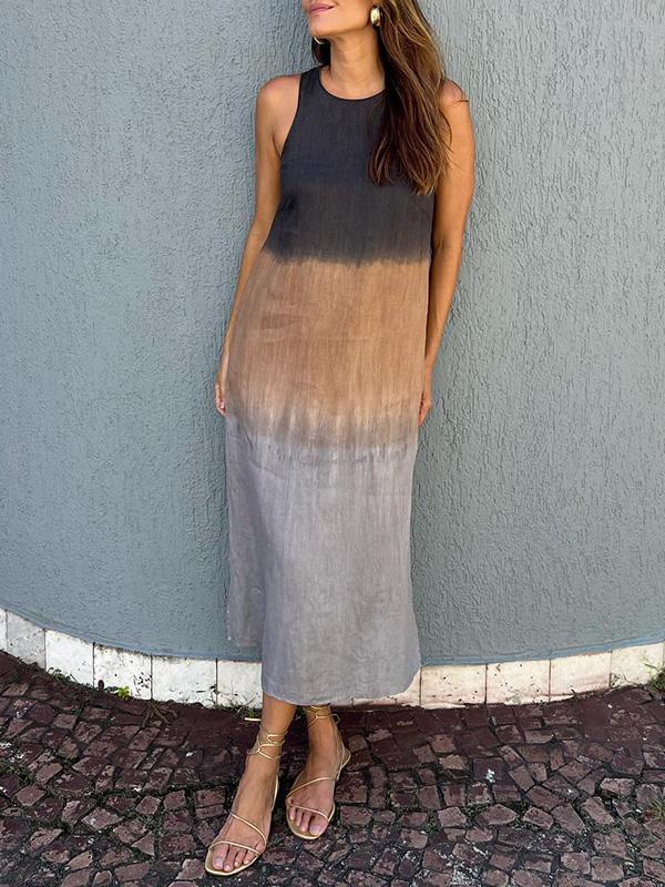 Aitana | Elegant Gradient Cotton-Linen Dress