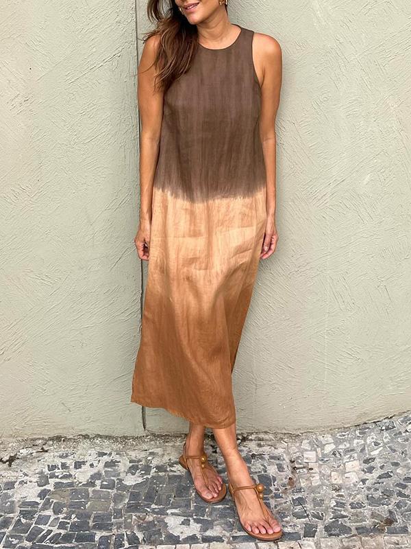 Aitana | Elegant Gradient Cotton-Linen Dress